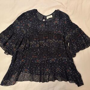 Velvet by Graham & Spencer Navy Floral Blouse